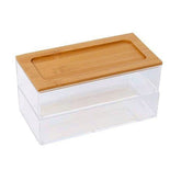 Olmecs Bamboo Acrylic Cosmetic Makeup Organizer Storage Box, 2 Tier, Medium