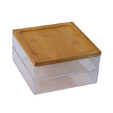 Olmecs Bamboo Acrylic Cosmetic Makeup Organizer Storage Box, 2 Tier, Large