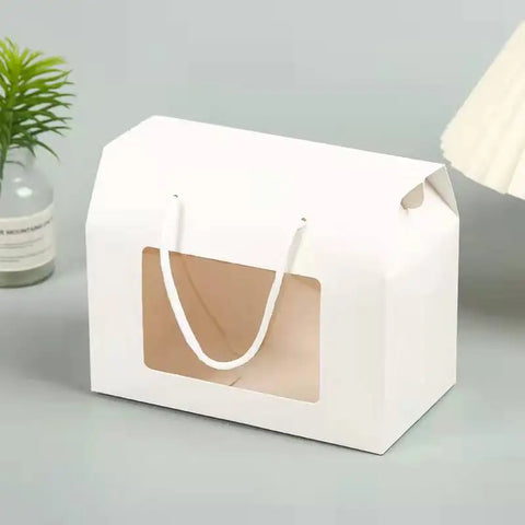 12 Pc Kraft Paper Box With Pvc Window Brown Stand Up Gift Box