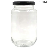 Glass Jar for Kitchen Storage with Air Tight Black Cap 1000ml (24Pcs/Ctn)