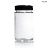 Glass Jar for Kitchen Storage with Air Tight Black Cap 750ml (24Pcs/Ctn)