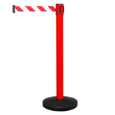 Olmecs 4 Way Connecting Queue Barrier - Red | Retractable Stanchions with 2 Meter Nylon Belt | Durable Crowd Control for Queue Management, Events
