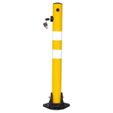 Olmecs Reflective 650MM Parking Barrier | Easy Operate Anti Manual Lock Yellow | Plastic Anti Parking Bollard | Parking Barrier Post with Key Lock (1 Pc)