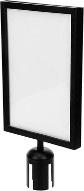 A4 Black Stainless Steel Double-Sided Sign Holder Stand for Retractable Belt and Stanchion