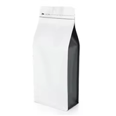 Coffee Pouches, Resealable Coffee Bag with valve, Flat Bottom Pull Tab Zipper White/Black 1000g (25 Pc Pack) - Willow
