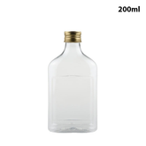 Willow 200ml Food Grade Clear PET Plastic Flat Beverage Bottle With Gold Screw Cap (360Pc / Ctn)