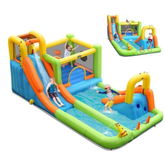 Megastar Inflatable Water Slide, 7 In 1 Double Long Slide Giant Water Park With Climbing Wall