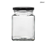 Willow Clear Square Glass Jars with Black Cap 280ml (60Pcs/Ctn)