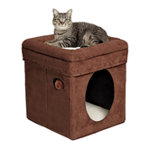 MidWest Homes for Pets Curious Cat Cubebrown Suede