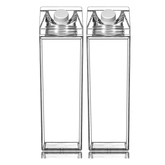 Olmecs 2Pcs Milk Carton Water Bottle 17oz (500mL) Plastic Clear Square Milk Bottles No BPA