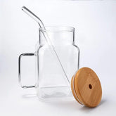 Liying 500ml Mug with Bamboo Lid and Glass Straw Set