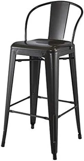 Olmecs Modern Light Weight Industrial Metal Barstools 4 Leg (Matt Black)
