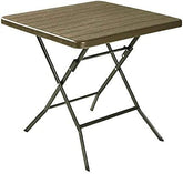 Olmecs Portable Plastic Folding Table Wood Design 62x62cm for 2-4 person (brown4)