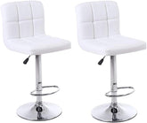 Olmecs White PU Leather Bar Stool High Chair for Kitchen,Bar Counter Chair (2) pcs