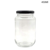 Glass Jar for Kitchen Storage with Air Tight Black Cap 450ml (48Pcs/Ctn)