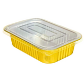 25Pc-Pack Aluminium Disposable Baking Pans with Plastic Lids (28x20x5.5 Cms) - Willow