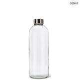 Willow Glass Drinking Bottles for Beverage and Juice with stainless Steel Caps & Leak-Proof Lid 300 ml (48Pc/Ctn)