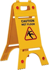 Olmecs Two-Sided Fold-Out Caution Wet Floor Sign - Yellow