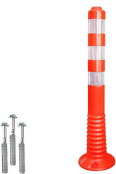 Olmecs Portable Traffic Delineator Post 70 CM with Threaded Socket Reflective Traffic Safety Post Unbreakable Delineator Post for Work Area Protection, Child Safety, Emergency, Roadside Safety (1 Pc)