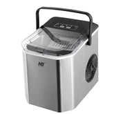 NB North Bayou Countertop Ice Maker, Stainless Steel Portable Ice Machine with Handle,Basket and Scoop, 26Lbs/24H,9 Cubes Ready in 8 Mins