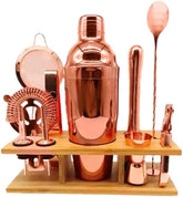 Olmecs Rose Gold Shade Bartender Kit 11-Piece Cocktail Shaker-Muddler for Cocktails 25oz