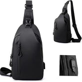 Olmecs Sling Crossbody Bag Small Shoulder Backpack for Men,External USB hole design