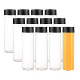 Willow 12 Pack 10 OZ Clear PET Plastic Juice Bottles with Black Lids (300ml)