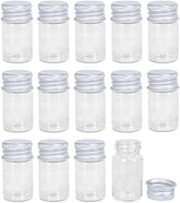 Willow Set of 12 Mini Wide Mouth Glass Bottles 7 ml Empty Decorative Glass Bottles with Aluminium Screw Cap