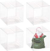 Willow 60PCS 2.4x2.4x2.4 Inches Clear Plastic Favor Box Gift Packing Box for Wedding Party Treats, Candy Choclate and Dessert