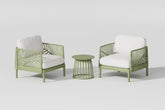 Olmecs Set of 3 Pieces Green Patio Sofa Bundle with Tea Table