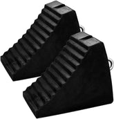 Olmecs Heavy Duty Rubber Wheel Chocks – Anti-Slip Stair Design with Metal Handle – Vehicle Tire Stoppers for Truck, Trailer, RV, Caravan – 2PCS