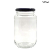 Glass Jar for Kitchen Storage with Air Tight Black Cap 550ml (24Pcs/Ctn)