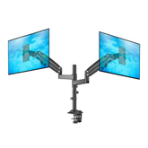 H180 Dual Screen Desktop Mount - Adjustable Monitor Arm for 22" to 32" Screens - Ergonomic Stand for 2 Monitors, Full Motion Swivel, Tilt, and Rotation - Black