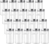 144 Pcs Pack 350ML Plastic Jars with Aluminium Lids Round Clear Food Storage Container