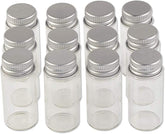 Willow 12 Units 10ML Mini Glass Bottles with Metal Cap Glass Vials Jars (12, 10ml)