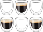 Olmecs 6 Pieces Double Wall Glasses Coffee Cup, Medium 250Ml