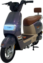 VLRA 48V20AH Mobility Scooters, Galaxy Purple and Beige, Digital Display Panel, Brown Leather Seat, 60 speed,