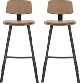 Olmecs PU Leather Bar Stools Set of 2 Brown Office Cocktail High Chair