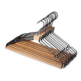 Willow 10Pc Pack High Grade Metal hangers - Wooden Heavy Duty Hangers for Clothes Durable Wire coat hangers