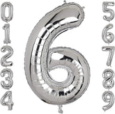Silver Number Balloons in Helium Foil Mylar No.6