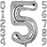 Silver Number Balloons in Helium Foil Mylar No.5