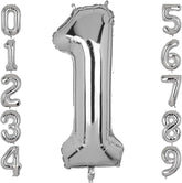 Silver Number Balloons in Helium Foil Mylar No.1