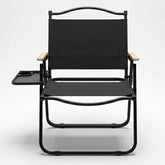 Foldable Camping Chair with Cup Holder Black, Outdoor Portable Foldable Chair