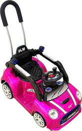 VLRA BIKE Kids Ride-On Push Car, Red Mini Cooper Style, with Parent Handle, Steering Wheel, Racing Stripes, Battery Operated,6V battery 2-4 years