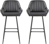 Olmecs PU Leather Bar Stools Set of 2 Black Office Cocktail High Chair