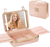 Travel Makeup Train Cases with Lighted Mirror 3 Color Setting