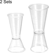 Olmecs Measuring Cup 20ml/10ml, 40ml/20ml, PC Plastic Double Head Beaker for Lab Kitchen Liquids 4in2 Sets