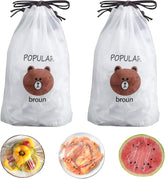 200 Pieces Reusable Flat Cover Elastic Stretch Film Bags Reusable for Food Fruit