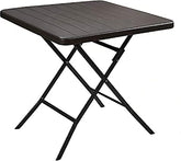 Olmecs Portable Plastic Folding Table Wood Design 62x62cm for 2-4 person (brown3)
