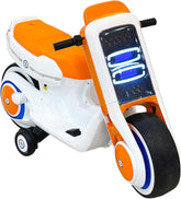 VLRA Kids Electric Motorcycle, LED Lights, Training Wheels, Dashboard Display, Rechargeable Ride-On Toy